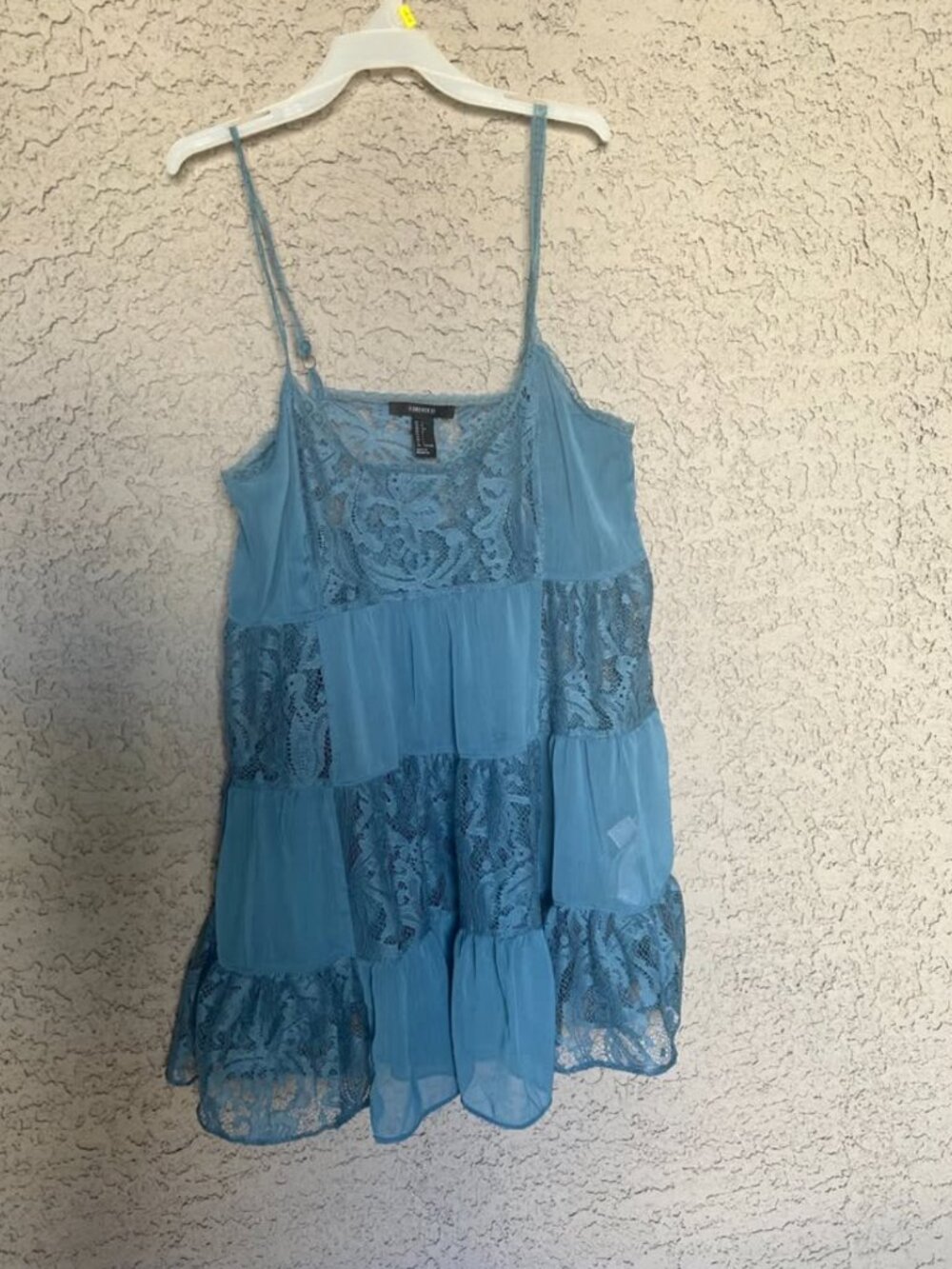 Blue Patchwork Lace Cami/Tank Top